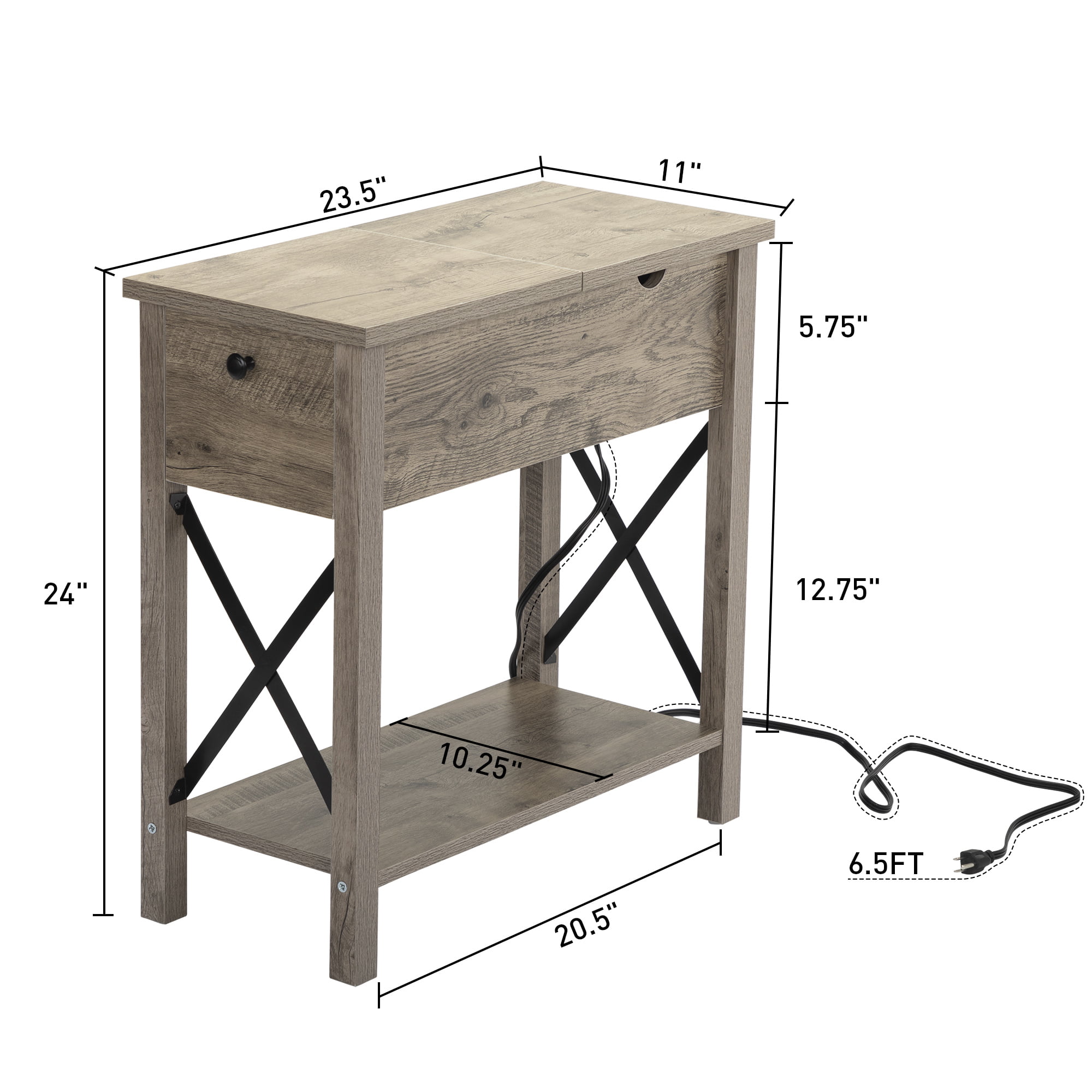 Labcosi Set of 2 Side Tables, 18.9” Tall Rustic End Tables for Living Room  and Bedroom, Nightstand with Charging Station, Small Furniture with USB  Ports and Outlets, Rustic Oak Color - Coupon
