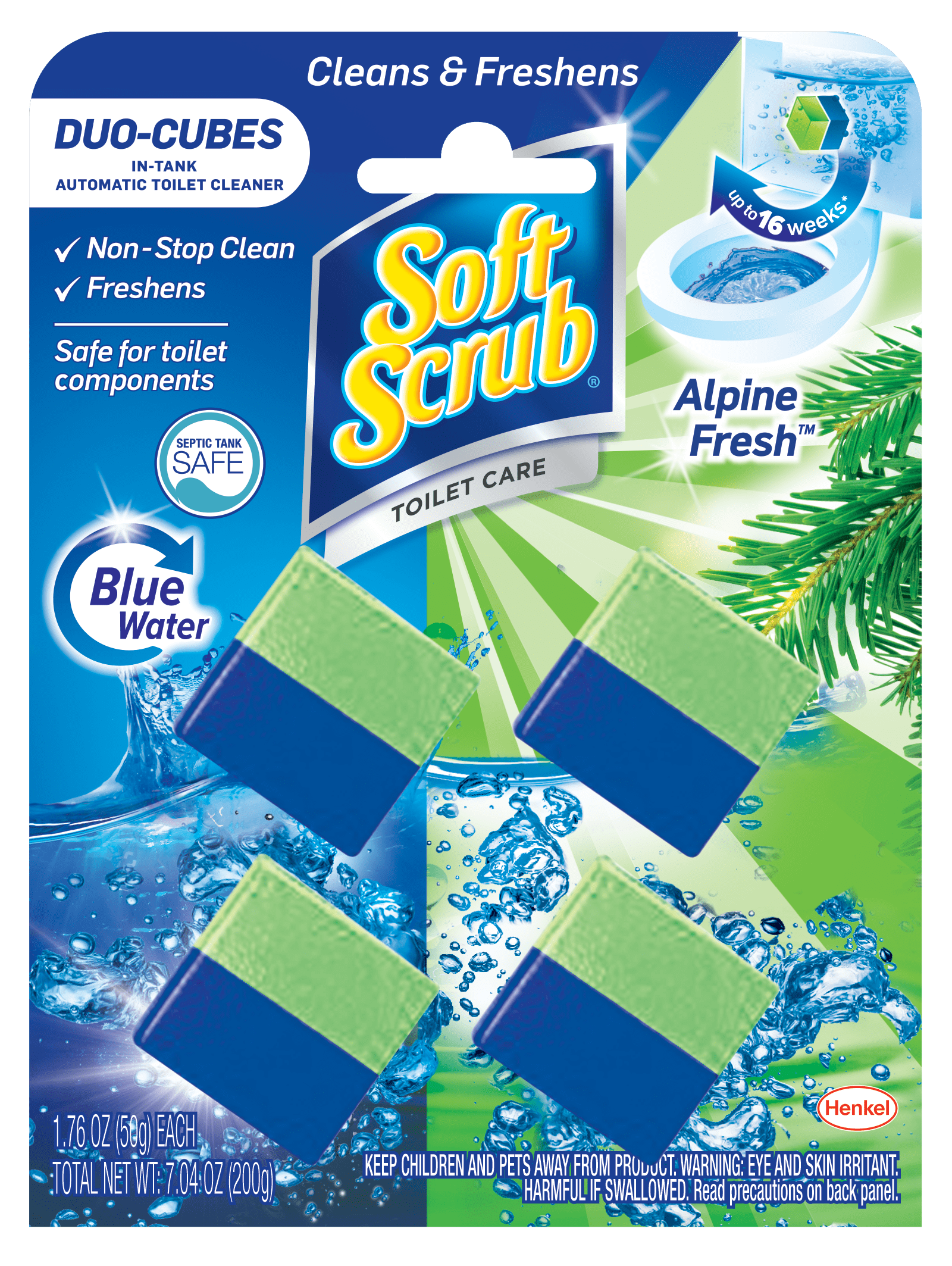 Soft Scrub InTank Toilet Cleaner DuoCubes, Alpine Fresh, 4 Count