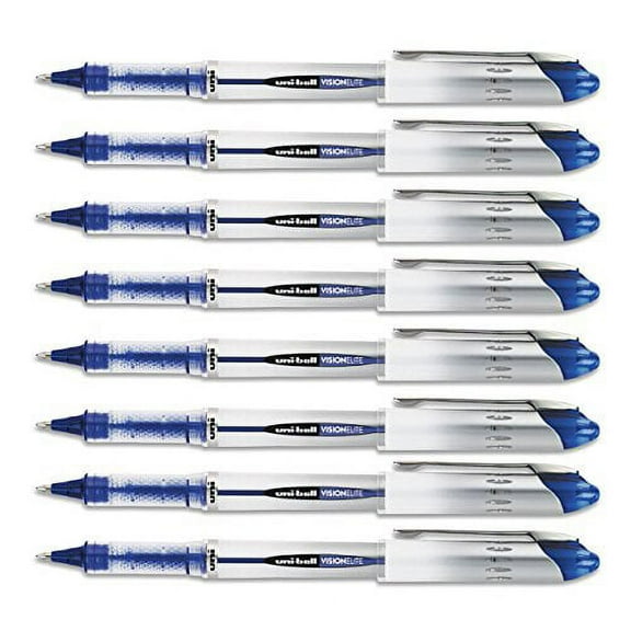 uniball Vision Elite Roller Ball Pen,Blue Ink, Bold 8 Pens Per Order (69024)