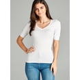 thumbnail image 2 of Essential Basic Women's Cotton Blend V Neck Tee Shirt Half Sleeves - Junior and Plus Sizes, 2 of 4