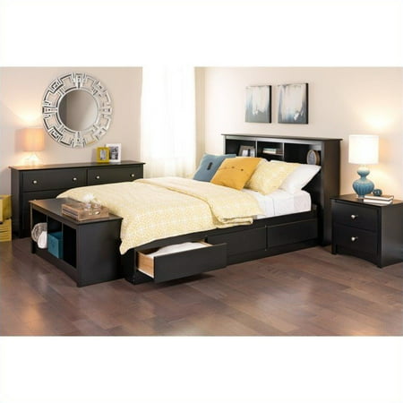 prepac sonoma queen 5 piece bedroom set in black - walmart