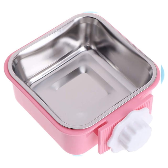 Cuenco para perros, cuenco de agua para comida colgante extraíble de acero inoxidable, cuencos para jaula para mascotas con soporte para pernos para perros, cachorros, gatos y animales pequeños