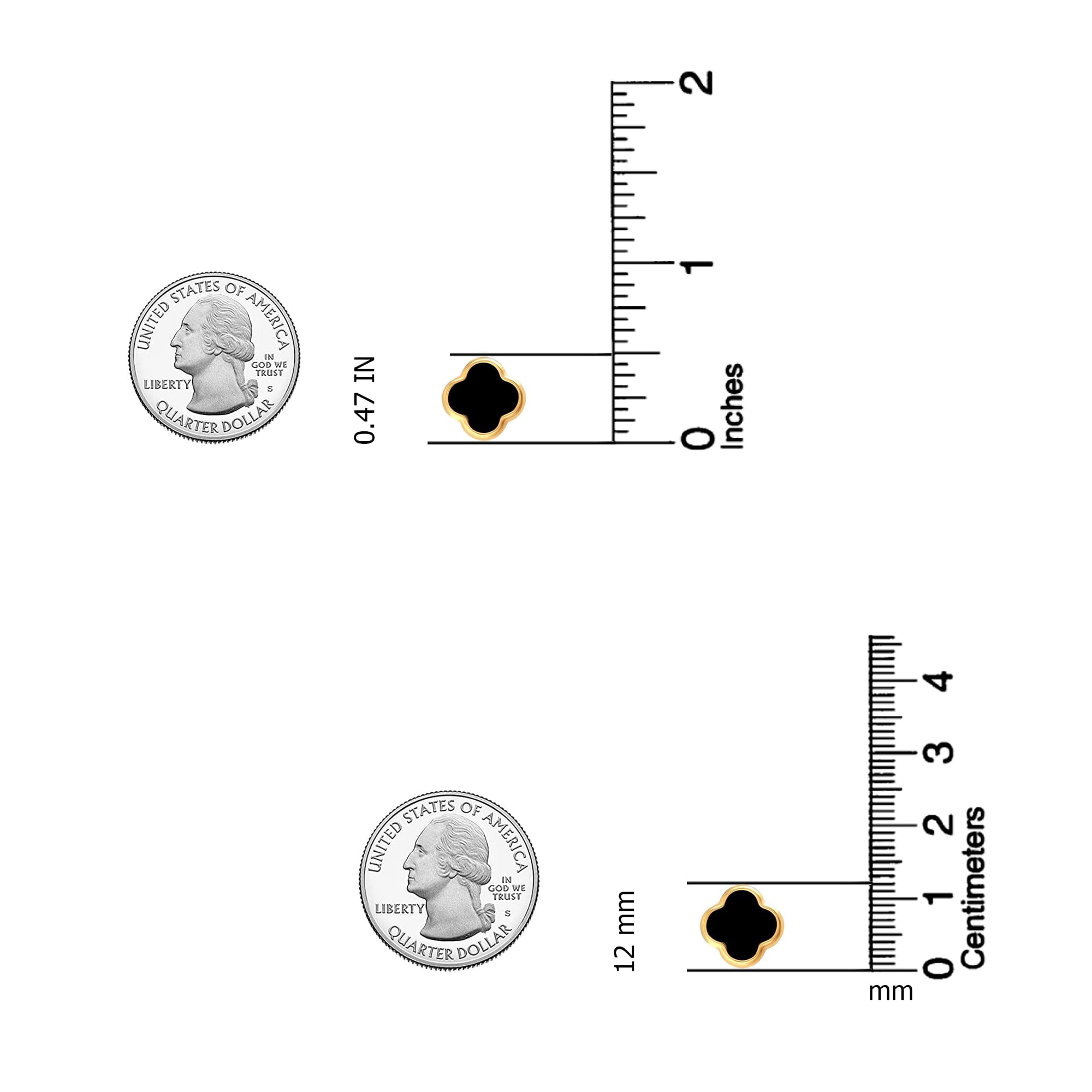 LeCalla 925 Sterling Silver Stud Earrings Women | Black Mother of Pearl Clover Earring