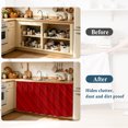 thumbnail image 3 of Dark Red Striped Sink Skirt for Bathroom, Self-Adhesive Under Sink Curtain, Modern Geometric Minimalist Lines Hide Pipes & Storage Fabric Cabinet Skirt Cover for Kitchen Laundry 32"x55", 3 of 8