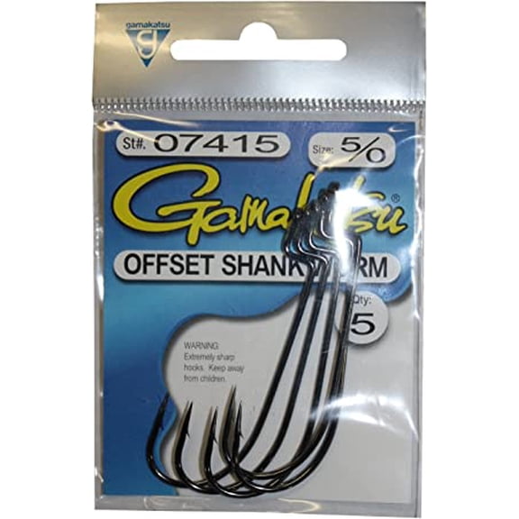 Gamakatsu Worm Offset Shank Hook - Black - 3/0