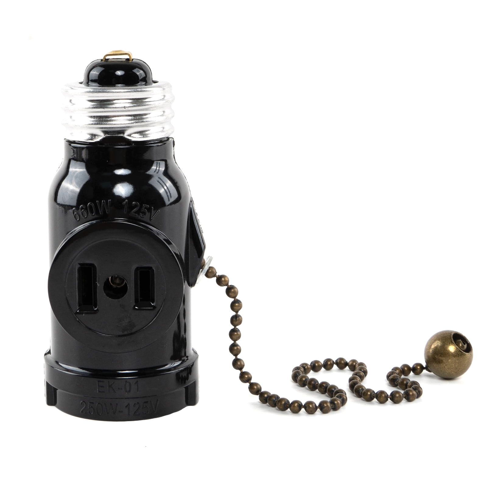 UL Listed E26 to 2 Polarized Outlet Socket Adapter Light Holder