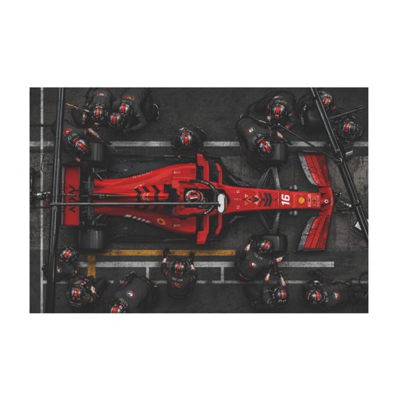 Overhead Racing Car Pit Stop Scene Canvas Wall Art For Man Cave Or Office 12*18in