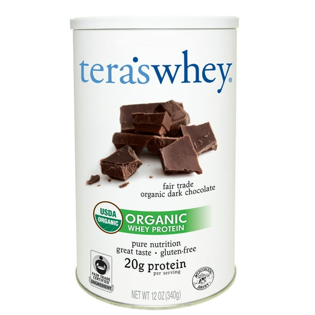 Tera's Whey Organic Whey Protein Powder, Dark Chocolate, 20g Protein, 0.75 Lb