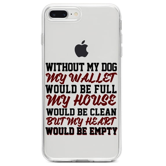 DistinctInk Clear Shockproof Hybrid Case for iPhone 7 PLUS / 8 PLUS (5.5" Screen) TPU Bumper Acrylic Back Tempered Glass Screen Protector - Without Dog, Wallet Full House Clean