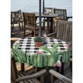 thumbnail image 2 of Outdoor Tablecloth with Umbrella Hole for Patio/Picnic/Party/Camping, Green Cactus Tropical Waterproof Table Cloth Round Cover Washable, Black White Buffalo Plaid Summer (Dia 60"), 2 of 7
