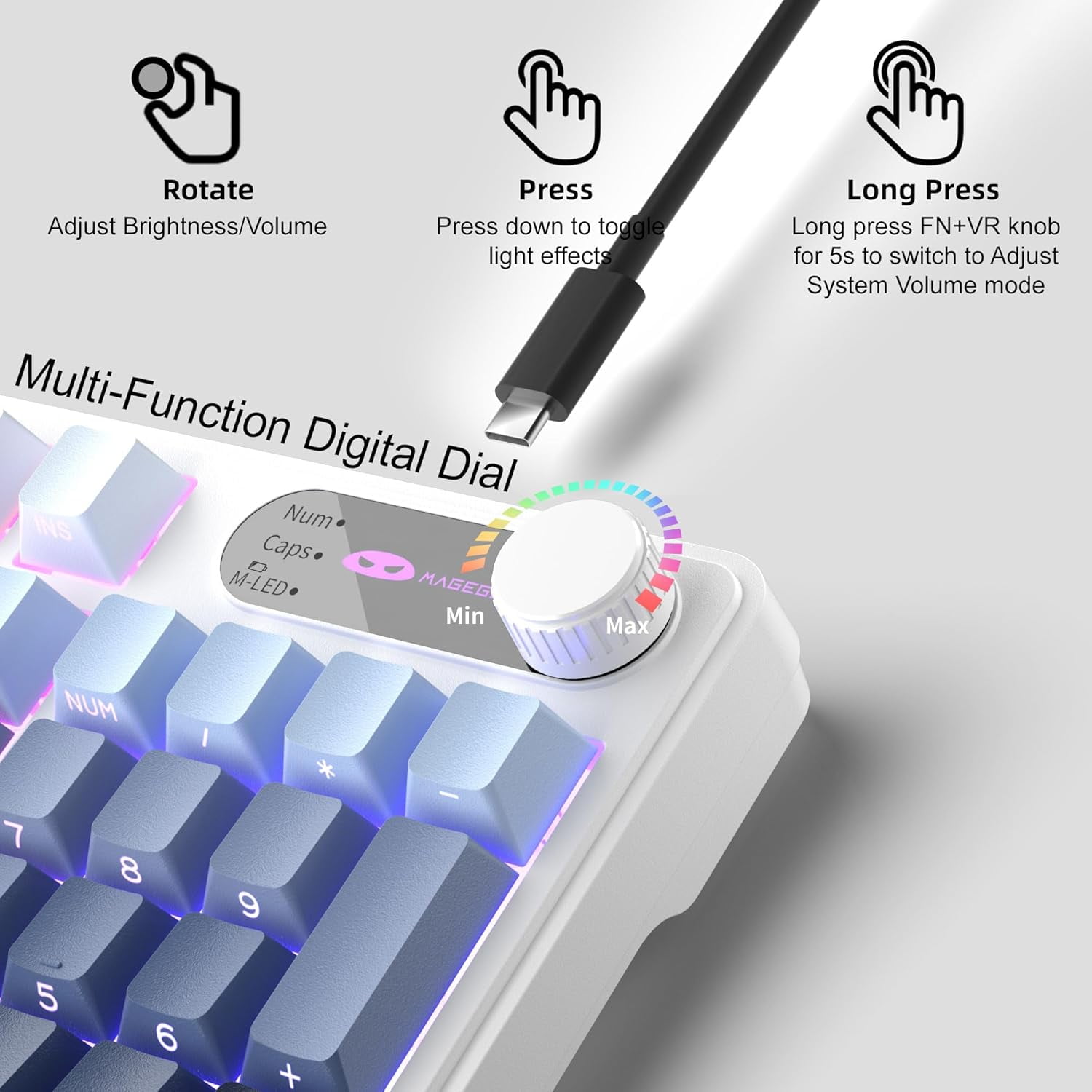 MageGee Keyboard GK960 98 Keys 95% Layout Keyboards, Type-C Connected Keyboard, Side Engraved ABS Keycaps, for PC/Loptop/MAC