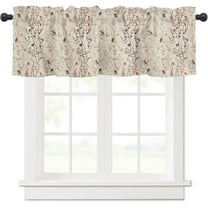 Curtain Valances for Windows, Spring Chrysanthemum Bird Vintage Sackcloth Rod Pocket Valance Window Treatments Short Curtains for Kitchen Bathroom Living Room 42 x 18 Inches, 1 Panel