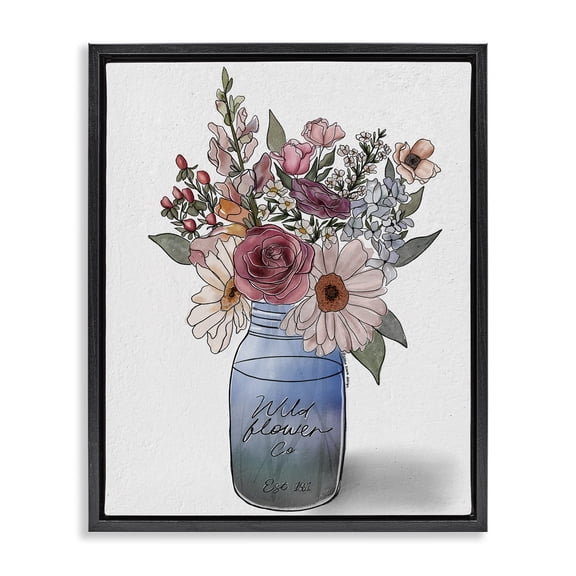 Stupell Industries Farmer's Market Florals Black Framed Floater Canvas Wall Art, design by Alisha Kiara Design