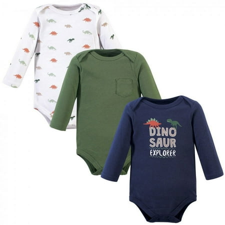UPC: 0660168250312 | Hudson Baby Infant Boy Cotton Long-Sleeve Bodysuits 3pk Dinosaur Explorer 3-6 Months