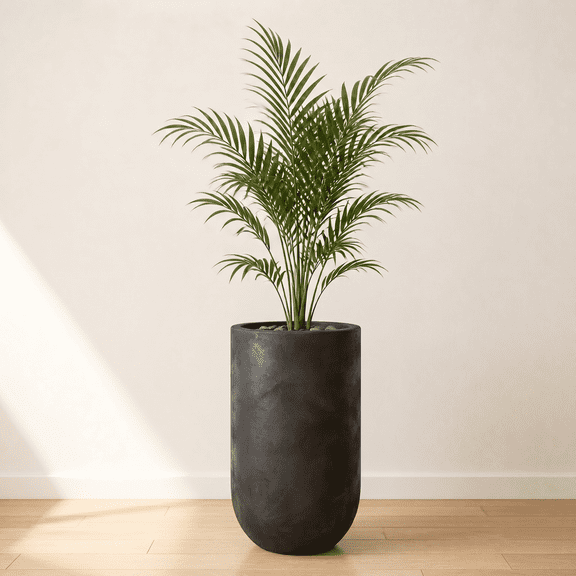 Ecobo 31.5 inches Eco-Friendly Round Pot Planter Decora Indoor/Outdoor use, Durable, Versatile & Lightweight, Designed by Brazilian Artisans, Contemporary All-Weather Design –Black