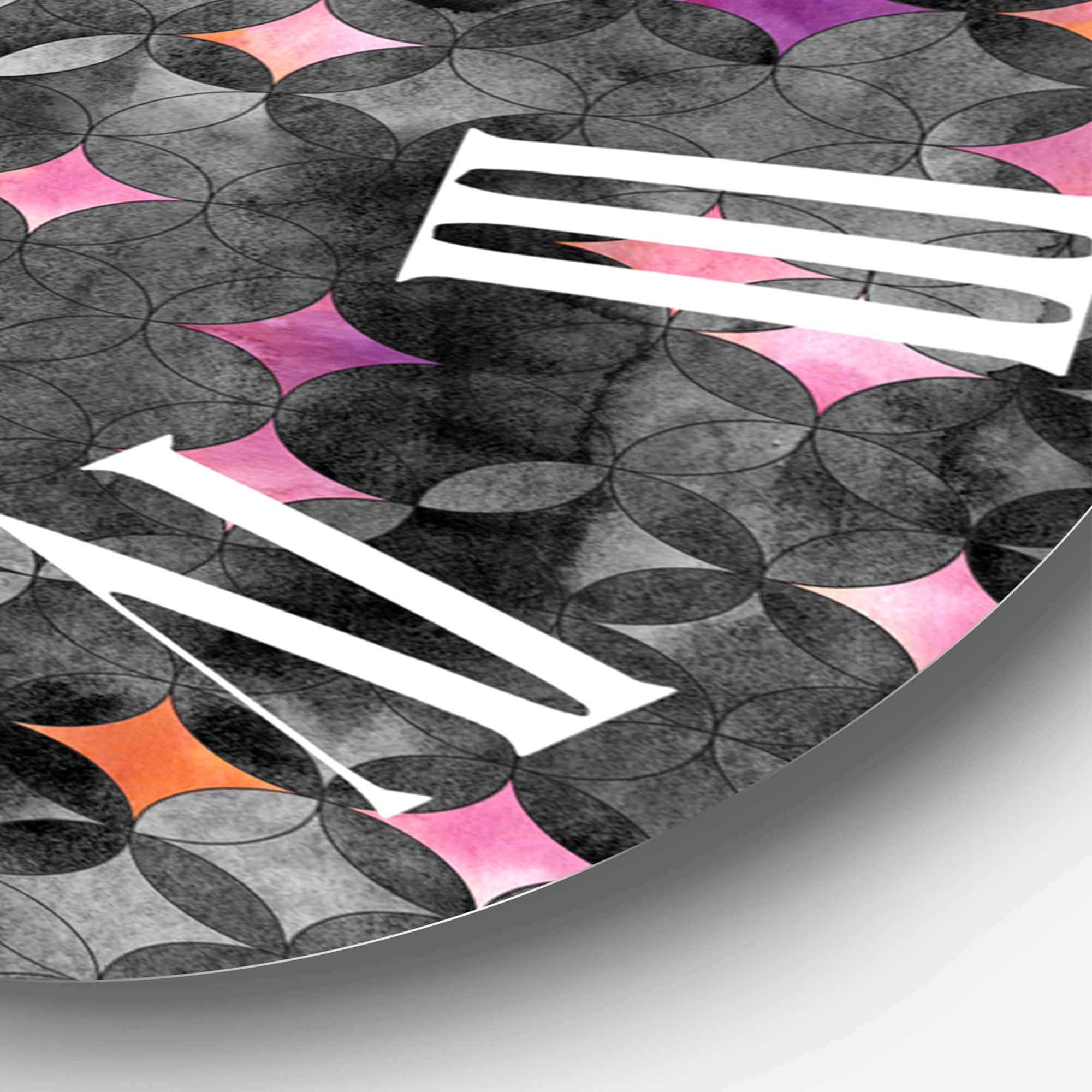 Designart 'Geometry Intersecting Circles With Pink Stars' Modern Wall Clock
