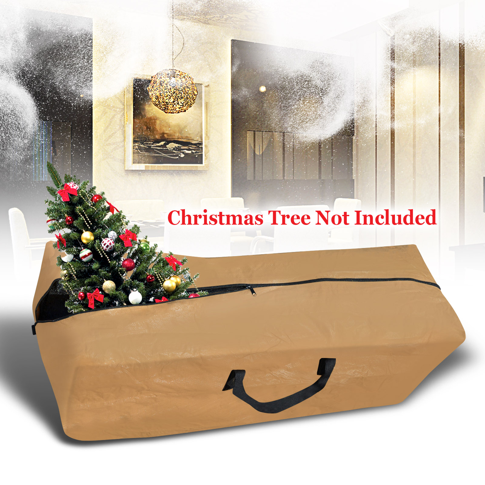 Sunny Xmas Tree Storage Container Artificial Christmas Tree Storage Bag for up to 8 ft Tree (Tan)