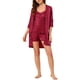 thumbnail image 5 of INSPIRAR CHIC Conjunto de Pijamas de Seda Satinada para Mujeres de 4 Piezas, Top de Cami, Bata de Encaje, Conjuntos M Rojo, 5 of 6