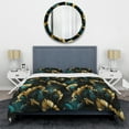 thumbnail image 3 of Designart "Deco Splendor In Emerald And Gold I" Marble Bedding Covert Set - Glam Bed Set With 2 Shams, 3 of 5