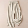 thumbnail image 5 of ABATAB Womens Casual Pants Wide Leg High Waist Palazzo Pants Cotton Linen Trousers Summer Beach Vacation Outfits, 5 of 7
