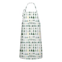 Green Christmas Tree Apron-Garden Aprons for Women with Pockets-Cotton Linen Waterproof Kitchen Cooking Gardening Aprons Adjustable for Kitchen,Cooking,BBQ and Salon 32"x27"