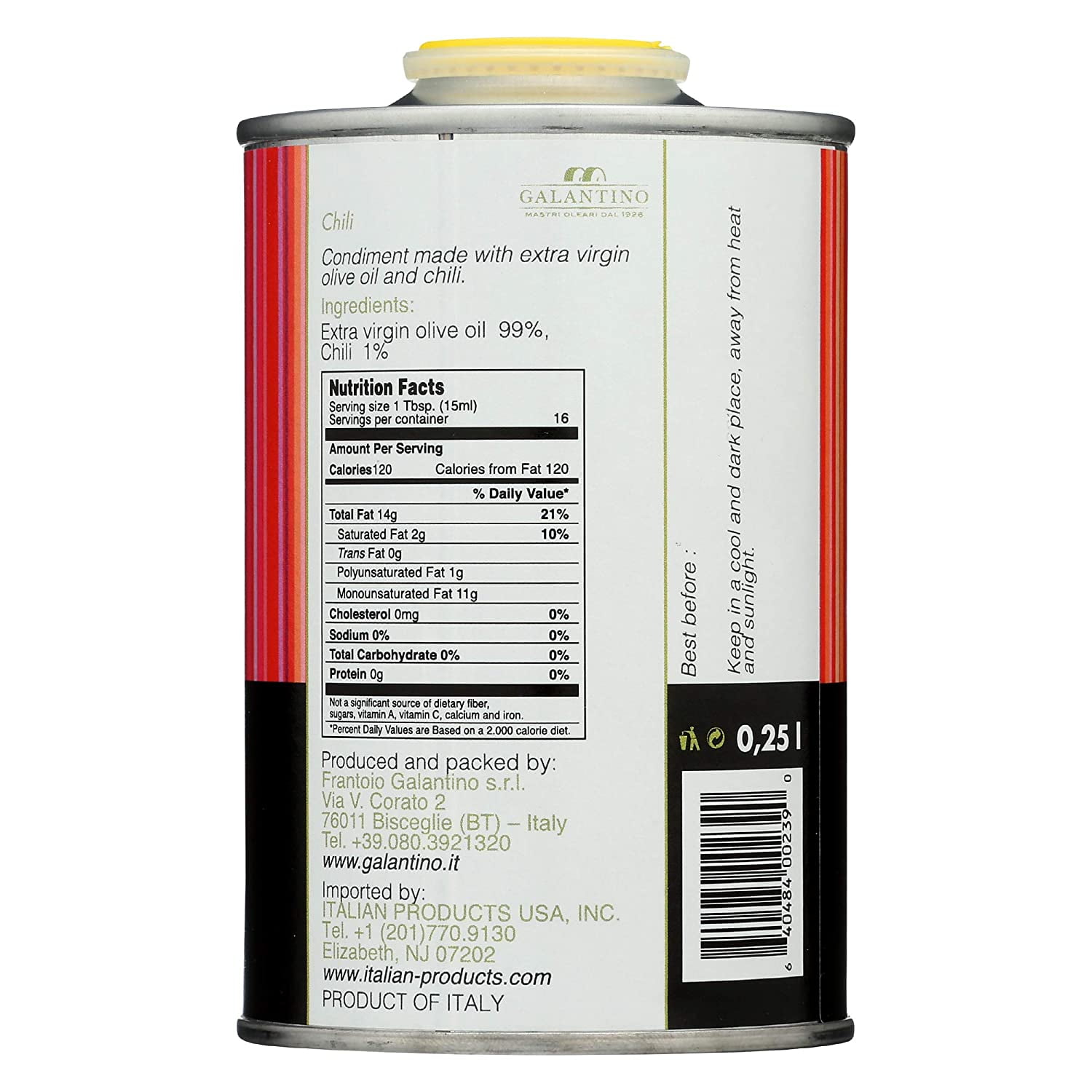Galantino Extra Virgin Olive Oil with Chile Pepper