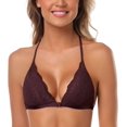 thumbnail image 1 of Brasier Triangular Bordado para Mujer, Cierre Frontal, sin Varillas, Ligeramente Forrado, Encaje borgoña (Burgundy-1) G borgoña (Burgundy-1) G Xishao ropa, 1 of 2