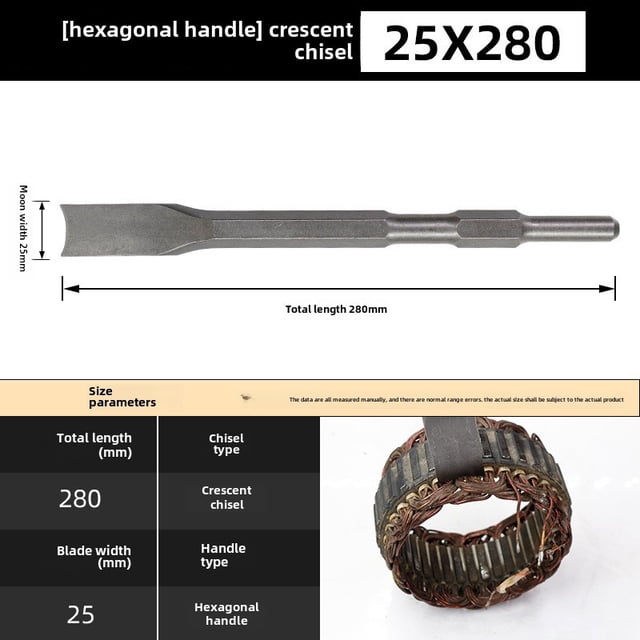 Heavy-Duty Copper Demolition Chisel with Hex Shank - Multi-Functional Flathead Tool for Old Motor Copper Wire Extraction, Electric Hammer/Jackhammer Compatibility, and Versatile DIY & Professional Use