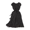 thumbnail image 2 of Fshaion Robe d'Été pour Femmes 2024 Grande Taille Jupe Mi-Longue Robe à Manches Courtes avec Pois Robe Plissée Liquidation à Moins de 10!, 2 of 3