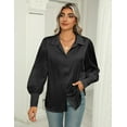 thumbnail image 5 of Zeagoo Silk Button Down Blouse for Women Lantern Sleeve Shirt Dressy Casual Work Tunic Top, 5 of 6