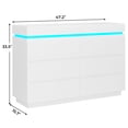 thumbnail image 5 of 6 Drawer Dresser with Charging Station&LED Lights&Sliding Desktop,Modern Double Dresser Chest of Drawers for Bedroom Living Room Entryway, White, 5 of 8