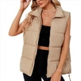 thumbnail image 2 of Chaleco Acolchado para Mujer, Abrigos de Abrigo, Chaquetas y Abrigos con Bolsillos. Caqui XXL, 2 of 8
