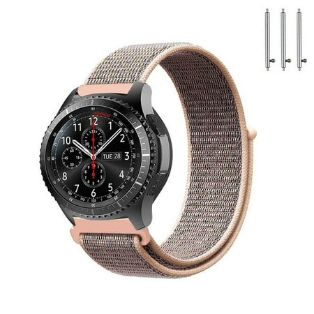 Kebiory Compatible with Samsung Galaxy Watch 3 45mm 46mm/Watch 46mm/Samsung Gear S3 Classic/Samsung Gear S3 Frontier 22MM Breathable Woven Soft Nylon Ring sports belt Replacement Strap-Rose Gold