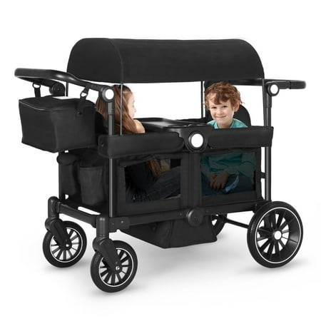 LINLUX Toddler Wagon Stroller, All Terrian Baby Stroller Wagon, Fodable Kids Wagon 2 Seats, Black
