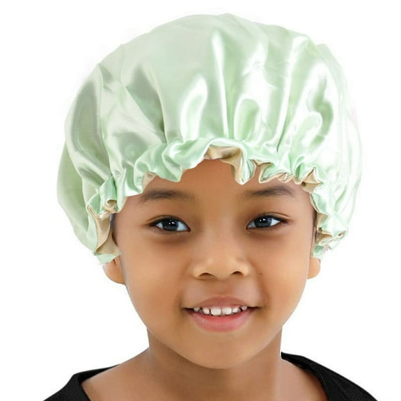 Janrevotw 1pcchildren'S Satin Hat Wide Elasticated Sleeping Hat Soft Silk Double Layer Night Hair Hat For Teenagers Toddlers Children