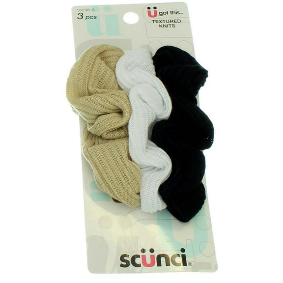 Scunci Effortless Beauty Basic Ruffle Ribbed Twist Scrunchies 3 ea (Pack of 2)