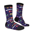 thumbnail image 3 of Uemuo Happy Mardi Gras Pattern Women's Crew Socks, Soft Durable Breathable Moisture-Wicking with Odor Control Cotton socks, 3 of 9