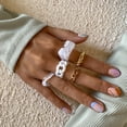 thumbnail image 2 of Trendy Metal Threaded Chain Ring Set for Women: Geometric Design, Alloy & Acrylic Materials, European & American Style, 2 of 6
