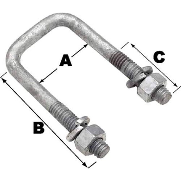 SEACHOICE Square U-Bolt, 3 1/16" X 2 13/16", Bulk
