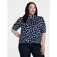 thumbnail image 2 of Time and Tru Women's Scallop Trim Cotton Button Down Shirt with Short Sleeves, Sizes XS – XXXL, 2 of 6