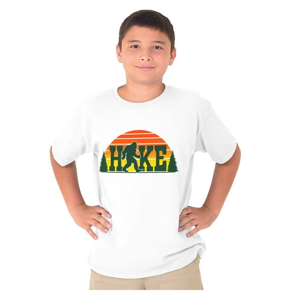 Hike with Bigfoot Retro Hiking Legend Crewneck T Shirts Boy Girl Teen Brisco Brands L