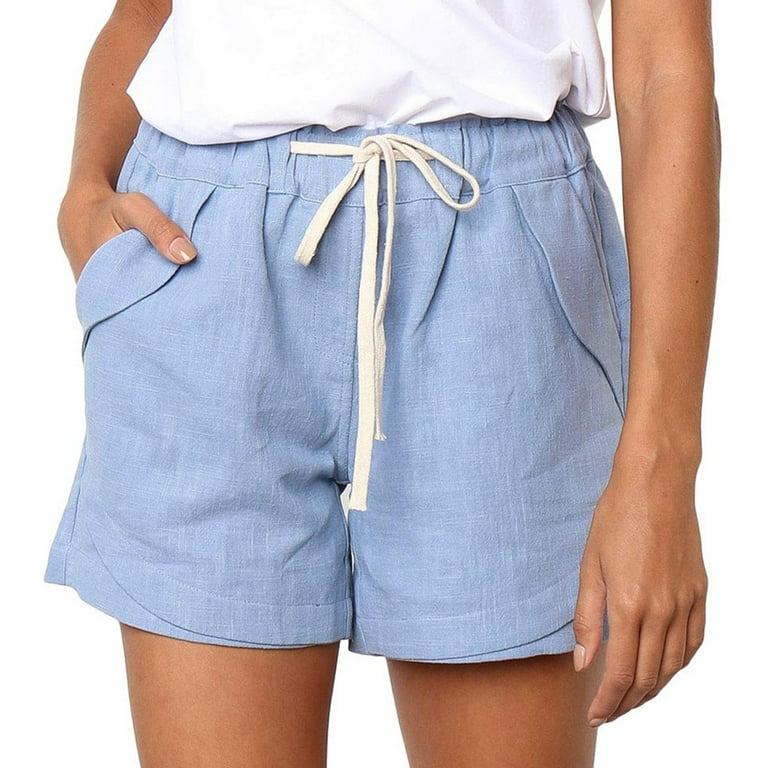 TIANEK Fashion Flowy Cargo Shorts for Women 2023 Plus Size Drawstring  Elastic Waist Pocket Loose Solid Summer Mother's Day Lounge Shorts Clearance