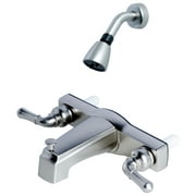Builders Shoppe 3310BN/4010BN Mobile Home Two Handle Non-Metallic 8" Tub Shower Faucet Diverter Valve with Shower Head Brushed Nickel Finish