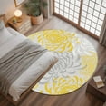 thumbnail image 3 of Yellow Grey Chrysanthemum Round Rugs 3.3ft, Farmhouse Botanical Floral Modern Non Slip Washable Rug Runner, Low Pile Indoor Floor Carpet Mat Bathroom Rugs for Living Room, Bedroom, Kids Room, 3 of 9