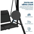 thumbnail image 4 of Lumiparty 3-Seat Patio Swing Chair, Outdoor Porch Hanging Swings with Adjustable Canopy & Armrests, Breathable Textilene Seat & Backrest, Swing Bench for Garden, Poolside, Backyard, Black, 4 of 9