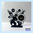 thumbnail image 3 of Handmadetneonsign Rabbit Tabletop Metal Clock, Floral Rabbit Desktop Clock, Rabbit Clock Home Decor 77944, 3 of 4
