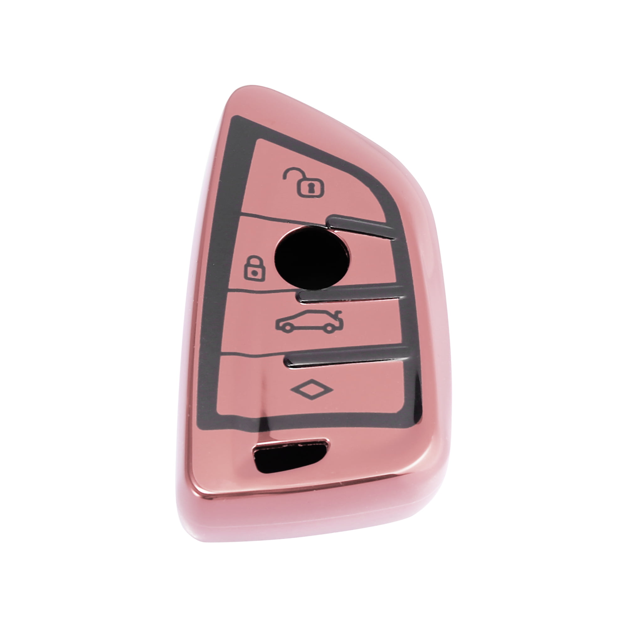 For BMW Series X5 x3 X6 Remote Key Bag Case Cover Fob Holder Chain 2 Button Pink