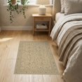 thumbnail image 3 of ODIKA 2'x3' Beige Sandstone Traditional Washable Throw Rug Classic Trellis Motifs With Botanical And Ornate Multi Non-Slip, Low Profile, Flatwoven, Easy Care for Hallway, Study Room, 3 of 7