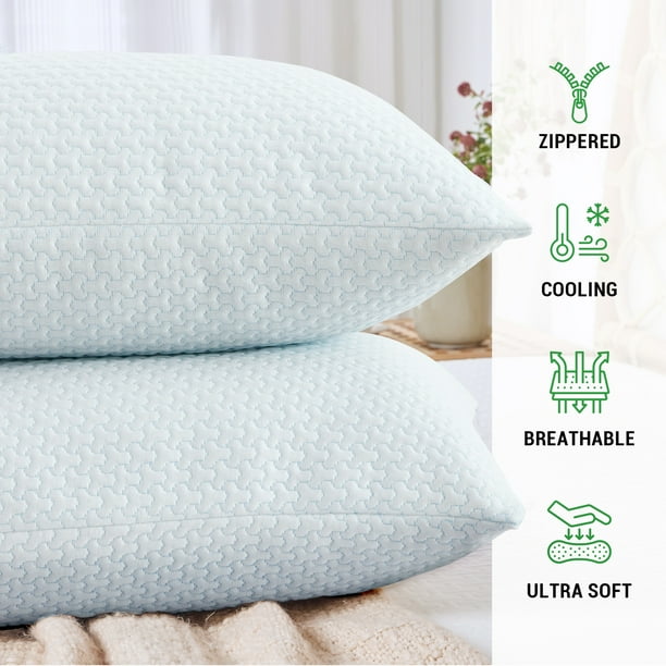 GOGREEN Bamboo Waterproof Pillow Protector Breathable Pillow Cover 3D Air Fabric Cooling Pillow Case Protector with Zipper 2 Packs King 20 x36