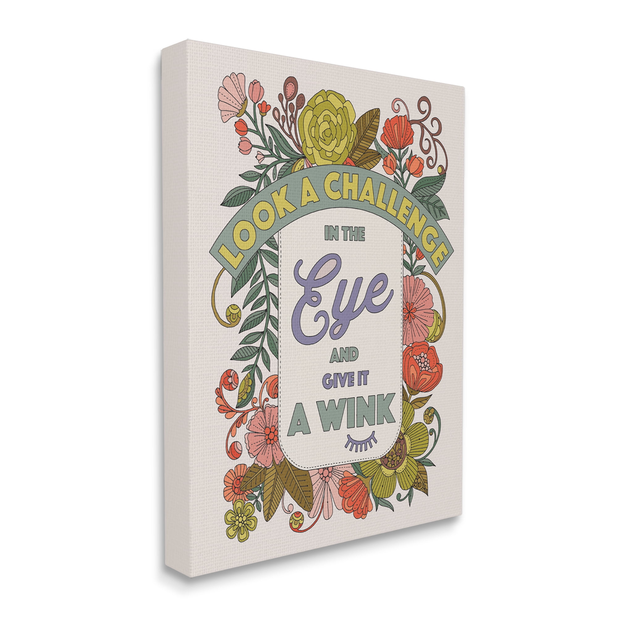 Stupell Industries Look A Challenge In The Eye Detailed Floral Patterns Graphic Art Gallery Wrapped Canvas Print Wall Art, Design by Valentina Harper